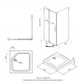 Душевое Ограждение Йота-Блек, 90х90, квадрат, подд (3 места+сифонD90мм)